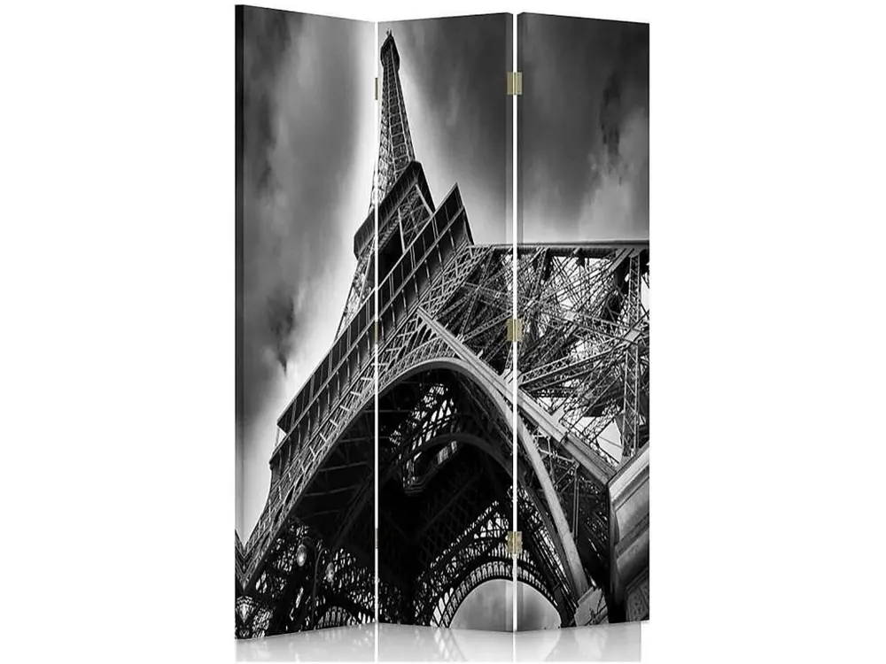 Paravent tour eiffel 3 volets - 110 x 150 cm - 2 faces R° V° + rotation 360°