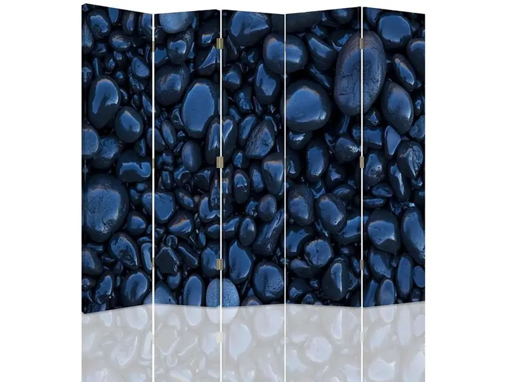 Paravent pierres noires 5 volets - 180 x 180 cm - 2 faces R° V°