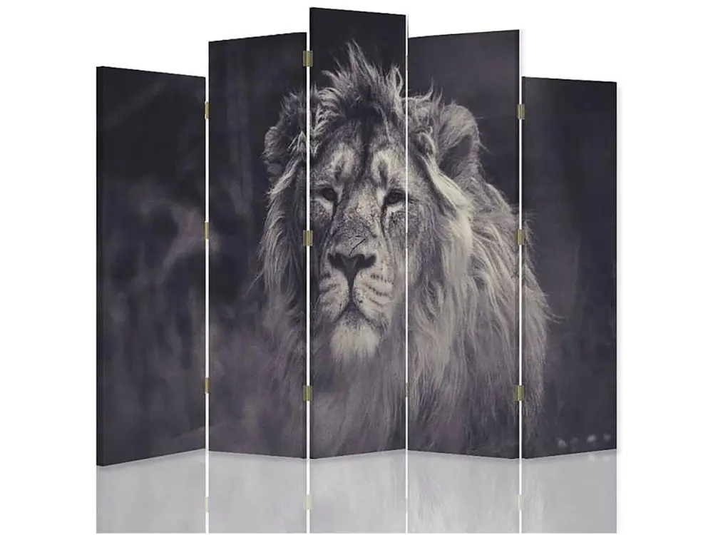 Paravent le vieux lion 1 5 volets - 180 x 180 cm - 2 faces R° V° + rotation 360°