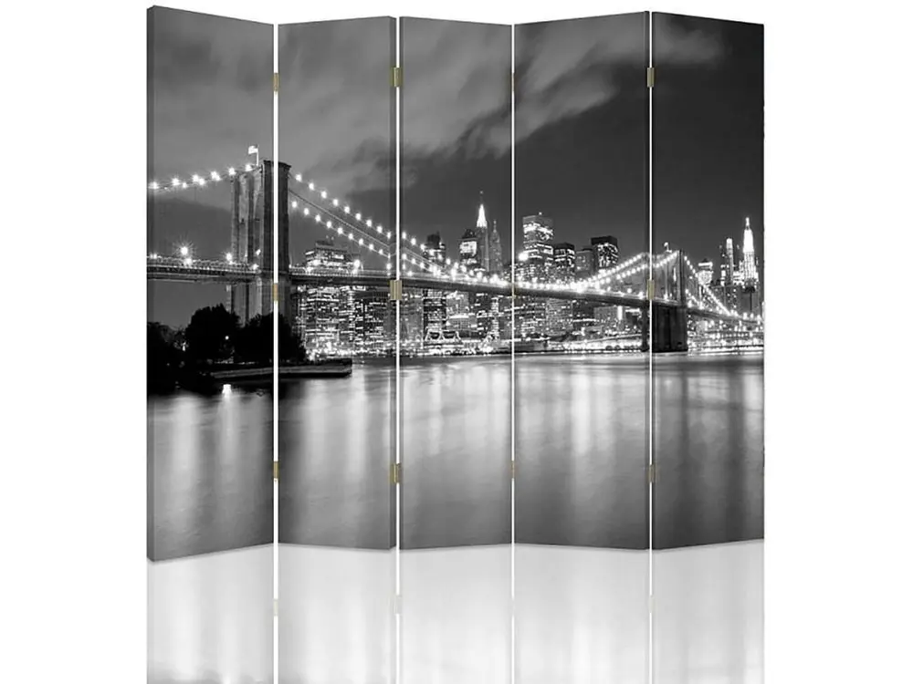 Paravent manhattan pont de brooklyn panorama z 1 5 volets - 180 x 180 cm - 2 faces R° V°