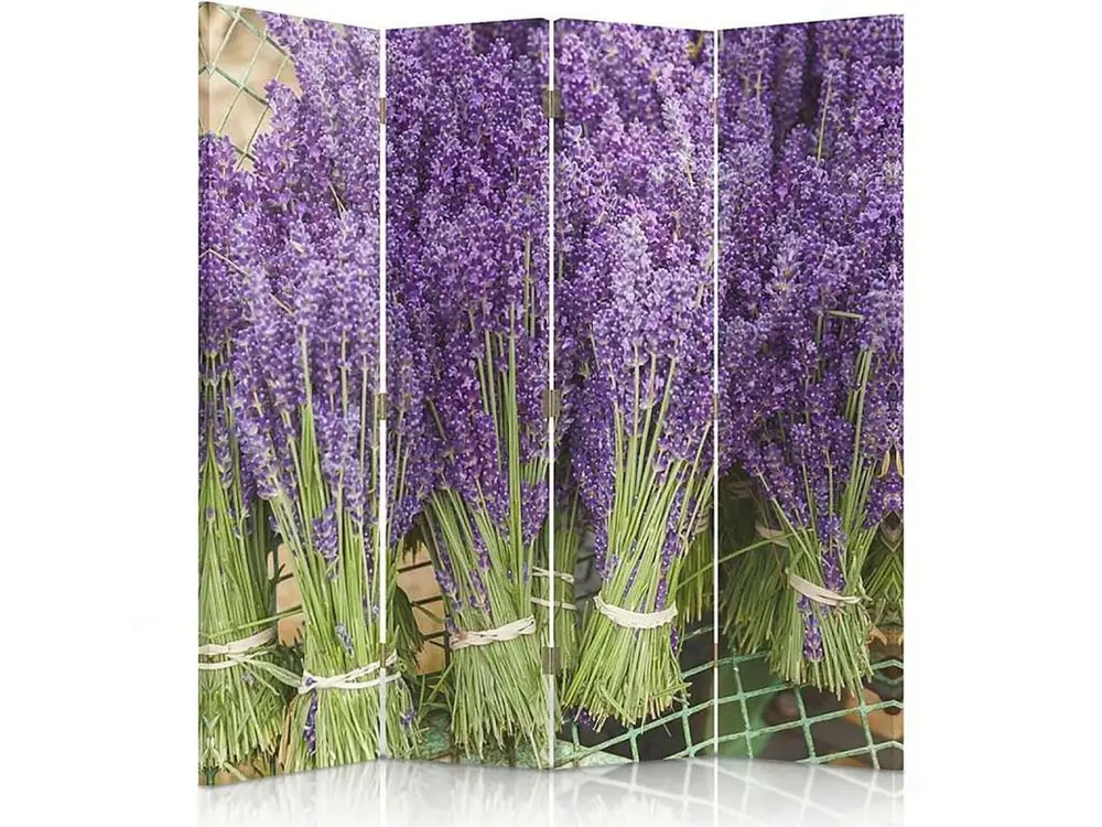 Paravent les lavande bouquet 2 4 volets - 145 x 150 cm - 2 faces R° V° + rotation 360°