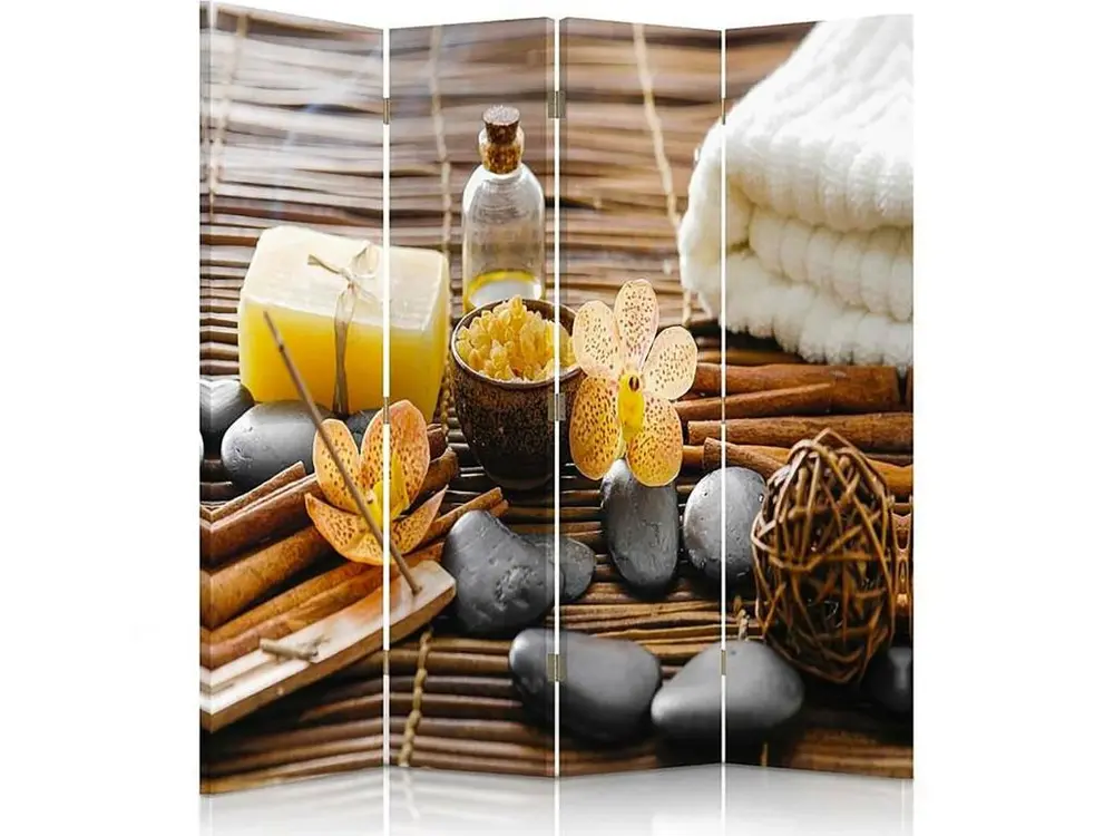 Paravent spa additifs 4 volets - 145 x 180 cm - 2 faces R° V°