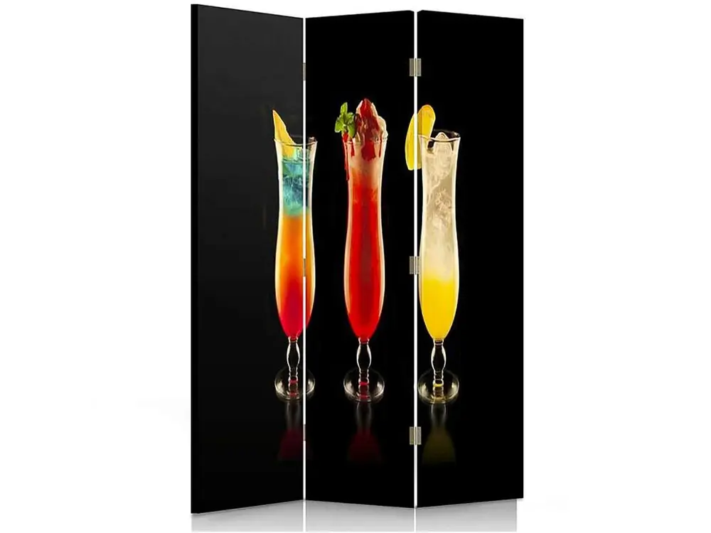 Paravent cocktails 3 volets - 110 x 180 cm - 2 faces R° V° + rotation 360°