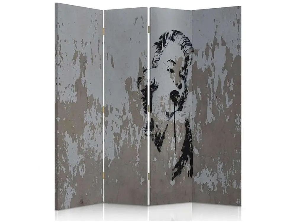 Paravent portrait d'une femme sur le mur 4 volets - 145 x 180 cm - 2 faces R° V° + rotation 360°