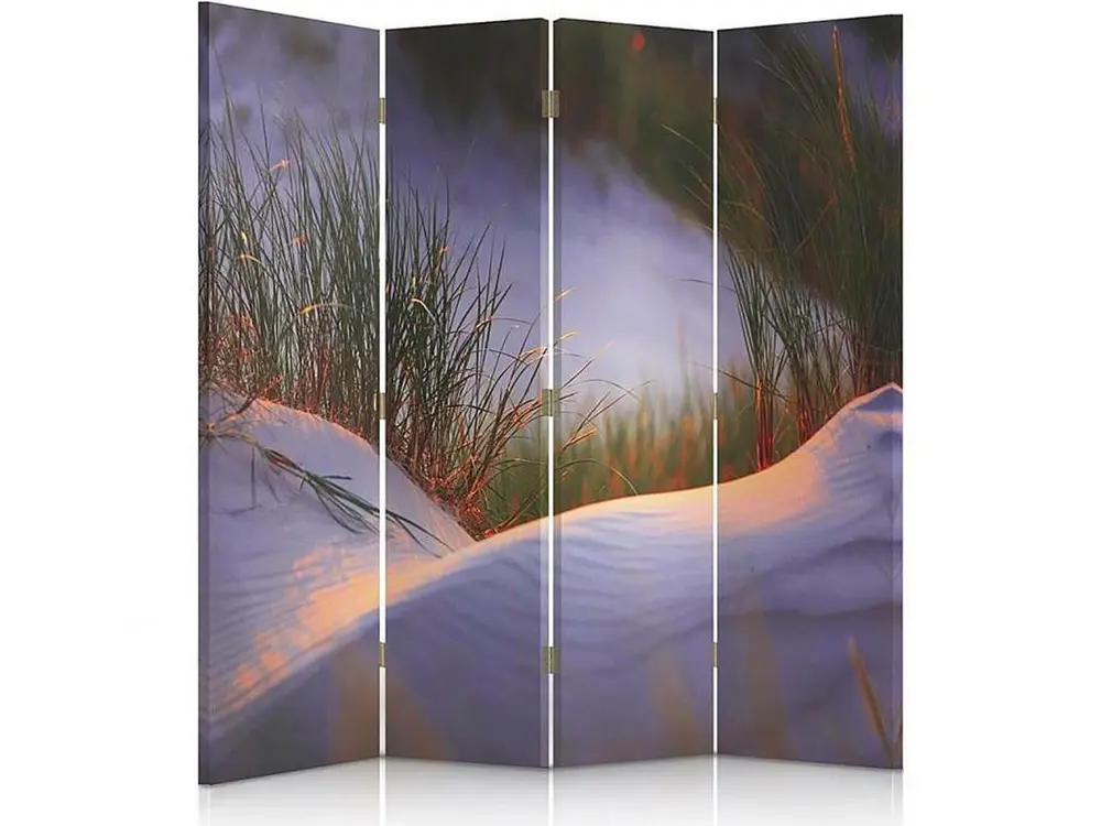 Paravent aube de dune 4 volets - 145 x 180 cm - 2 faces R° V° + rotation 360°