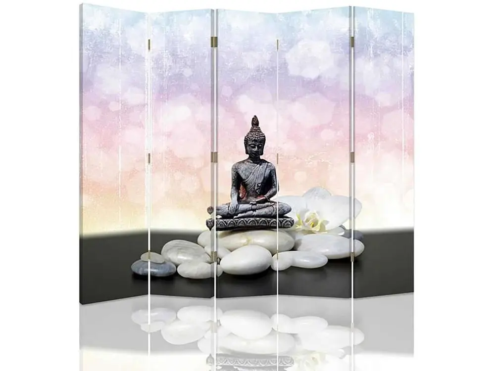 Paravent budda 5 5 volets - 180 x 150 cm - 2 faces R° V° + rotation 360°