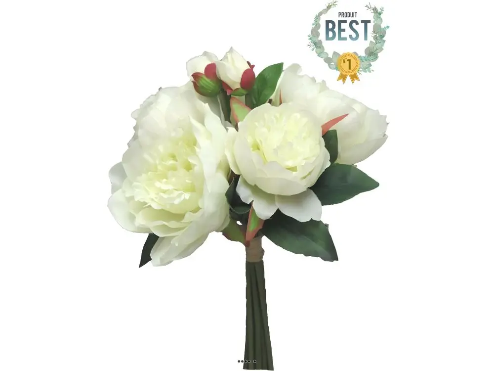 Bouquet de Pivoines artificielles, 8 têtes, D28cm, H34cm, Crème - BEST - couleur: Crème