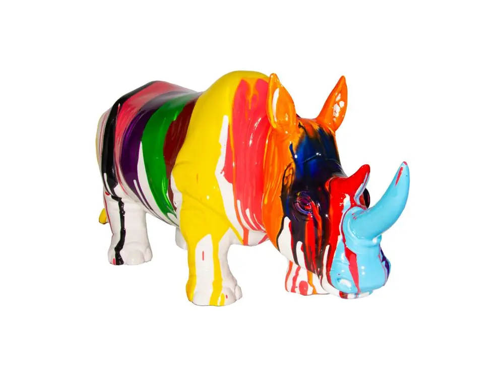 Figurine Décorative Rhinocéros Kuatéh en Polyrésine 54x18x24 cm Multicolore