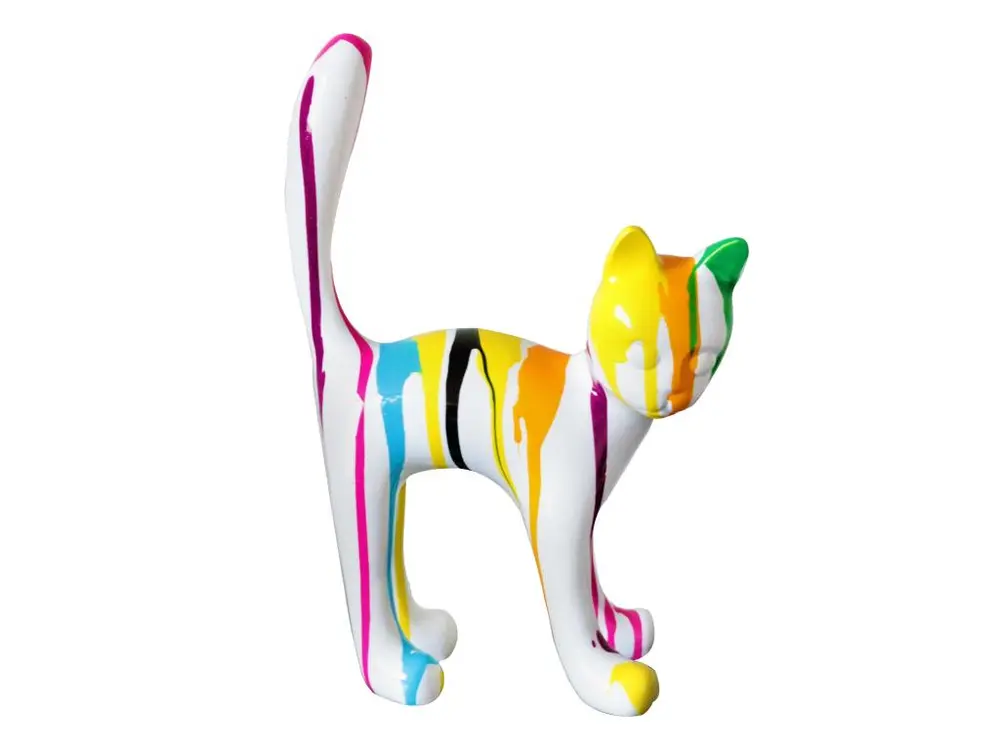 Figurine Chat Kuatéh Bastet 22x12x31cm Blanc Multicolore