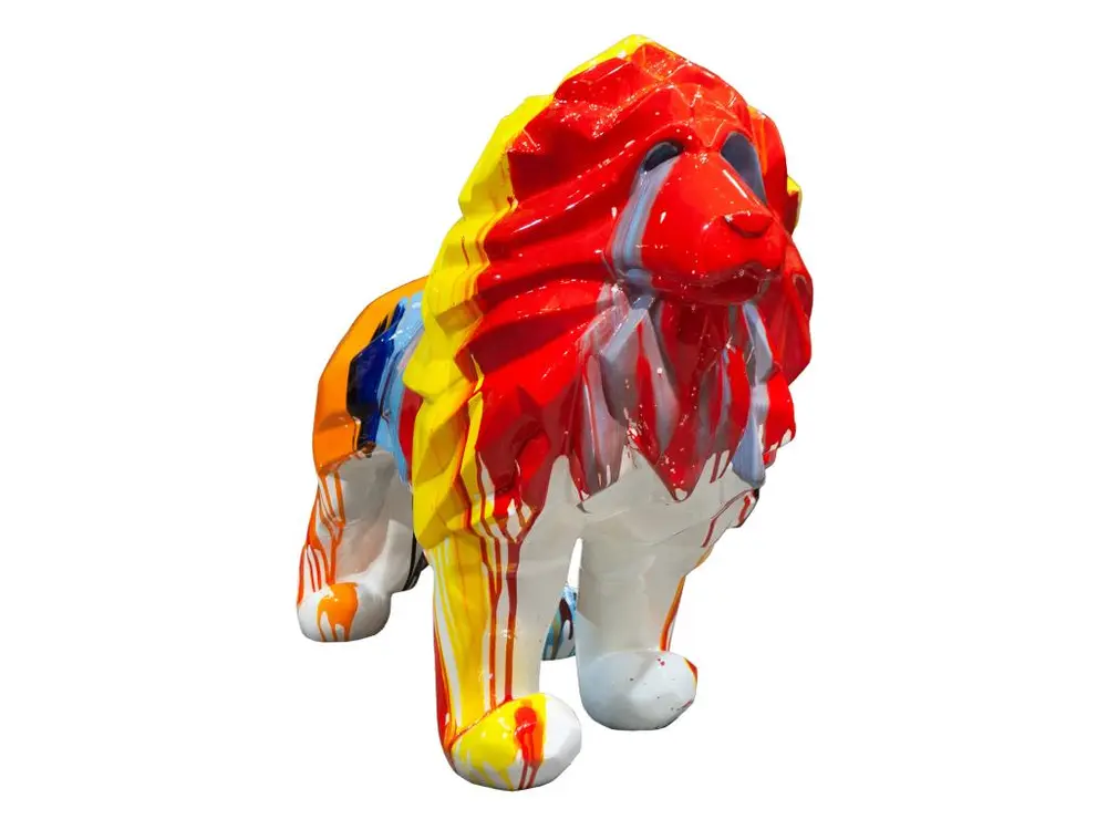 Figurine Décorative Lion Kuatéh en Polyrésine 105x39x71 cm Multicolore