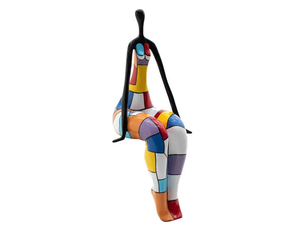 Statuette Silhouette Décorative Femme Position Assise Kuatéh Audrey en Polyrésine 36x32x74 cm Multicolore