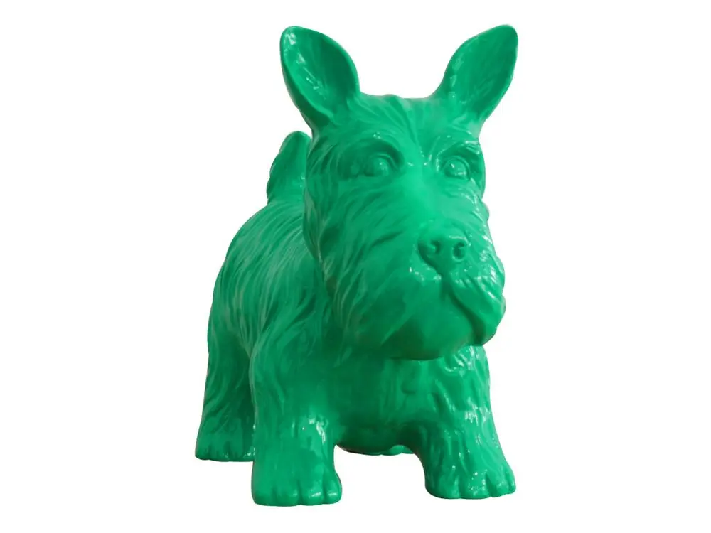 Figurine Décorative Chien Schnauzer Kuatéh en Polyrésine 38x18x31 cm Verte