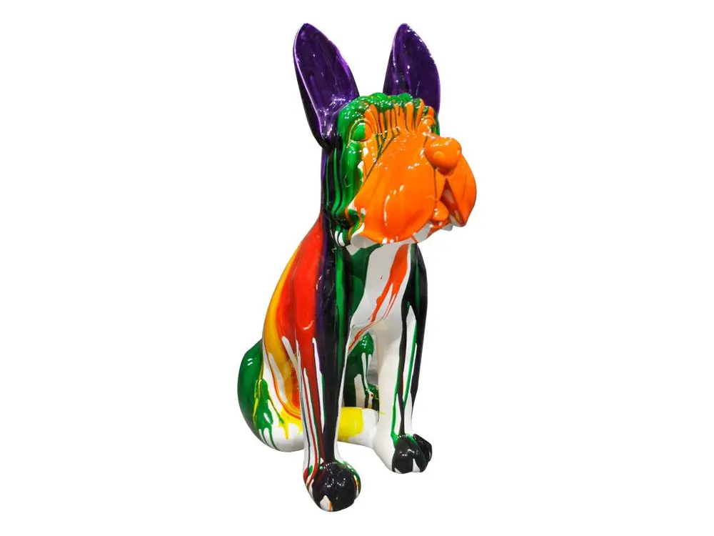 Figurine Décorative Chien Boston Terrier Kuatéh en Polyrésine 52x33x72 cm Multicolore