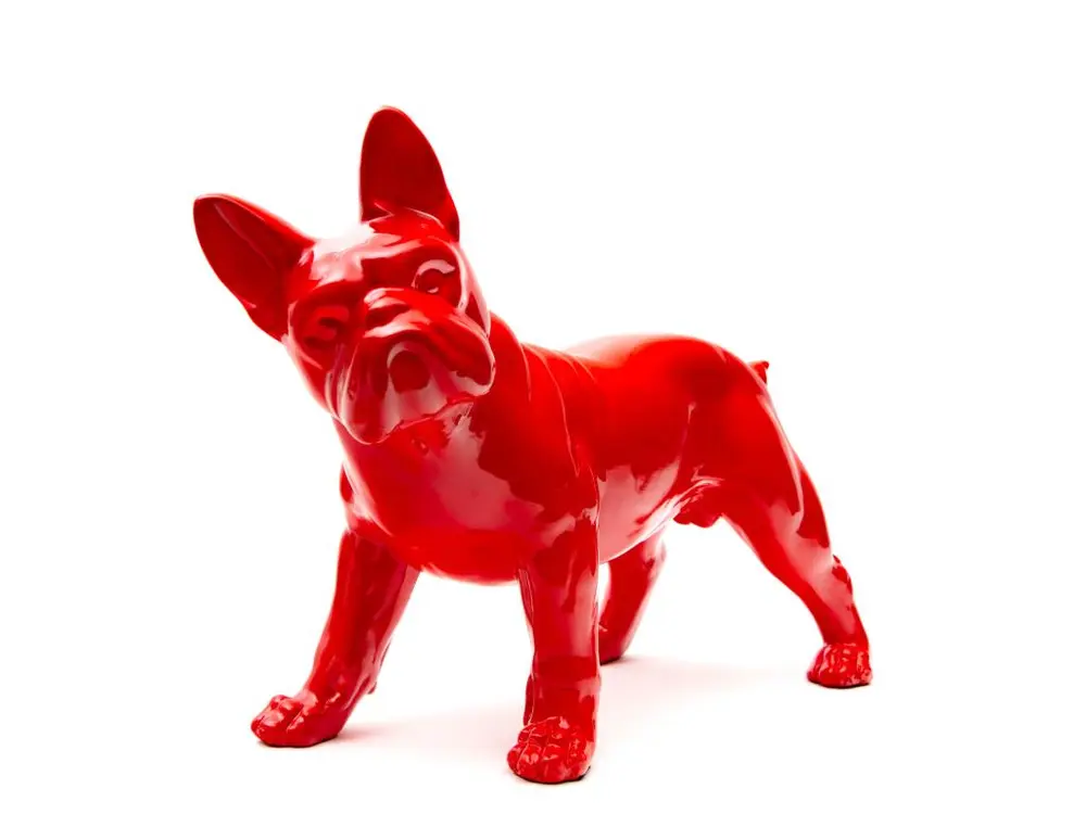 Figurine Décorative Chien Boston Terrier Kuatéh en Polyrésine 43x19x32 cm Rouge