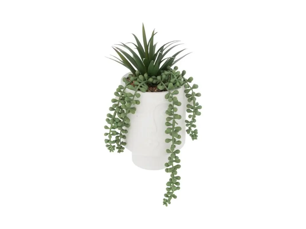 Plantes artificielles Visage pot Blanc H 25 cm