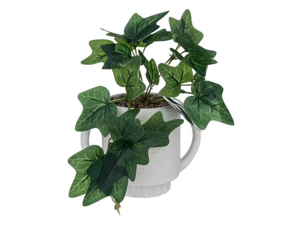 Plante artificielle Lierre pot en Céramique mouchetée H 24 cm