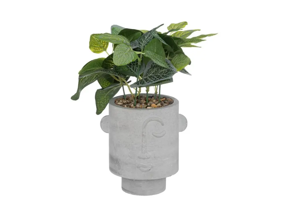 Plante artificielle Visage pot Gris clair H 26 cm