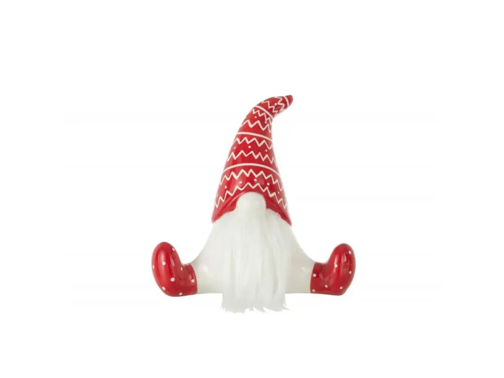 Statuette Déco "Père Noël Assis" 25cm Rouge & Blanc