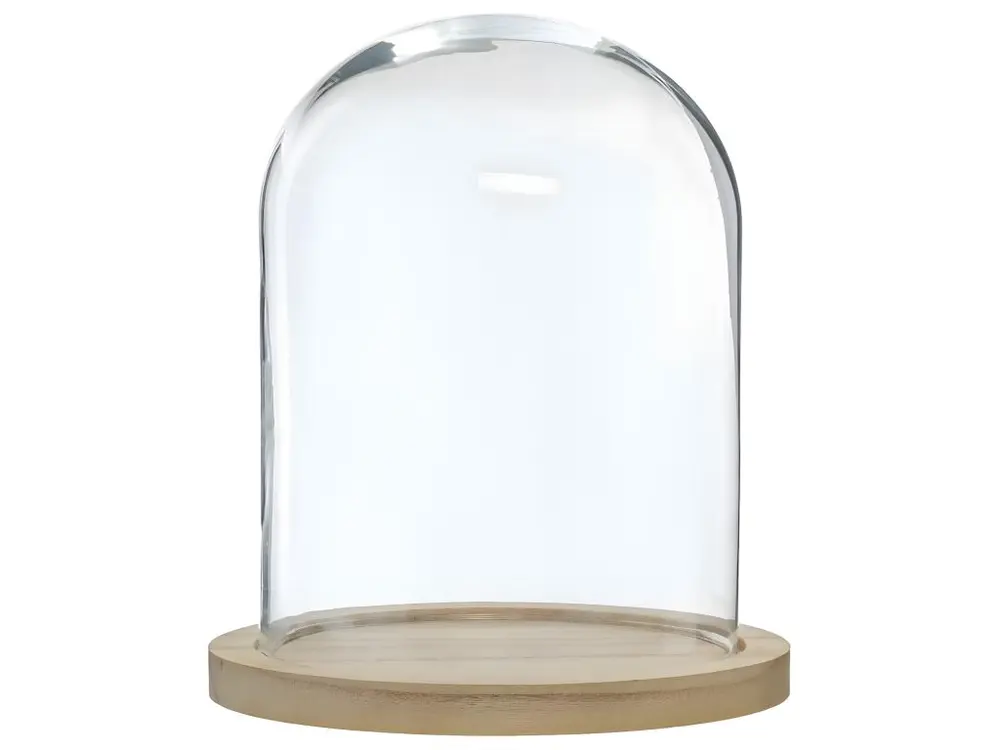 Cloche en verre socle bois - Atmosphera