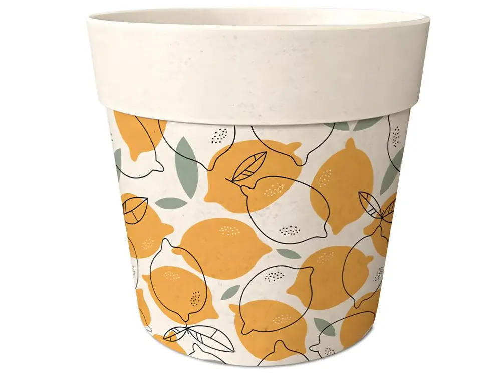 Cache pot en bambou citrons 15.5 cm