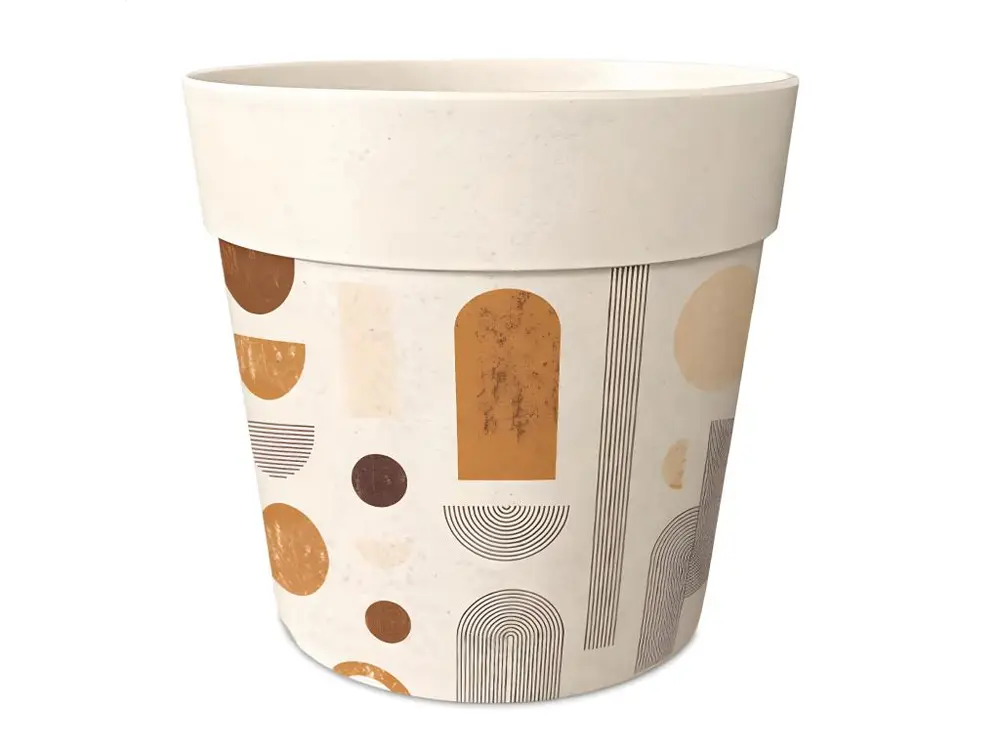 Cache-pot en bambou motif graphique 8 cm