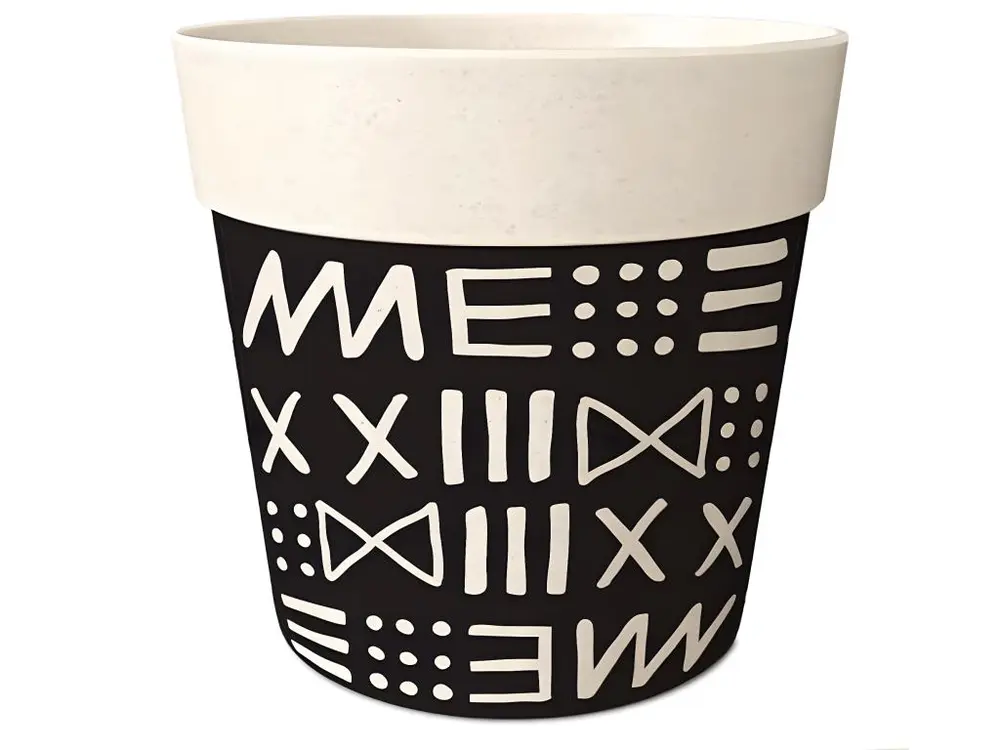 Cache pot en bambou motif ethnique 12 cm