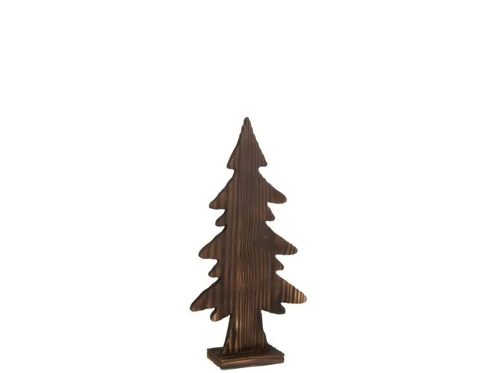 Sapin de Noël en bois marron sur pied en bois marron 23x8x45 cm