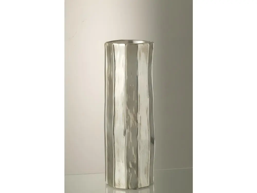 Vase en céramique argent 16.5x16.5x50 cm