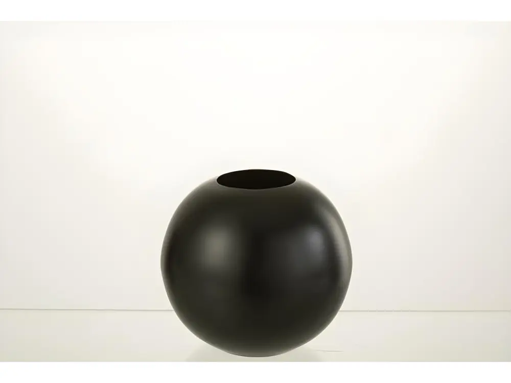 Vase boule en métal noir 15x15x14 cm