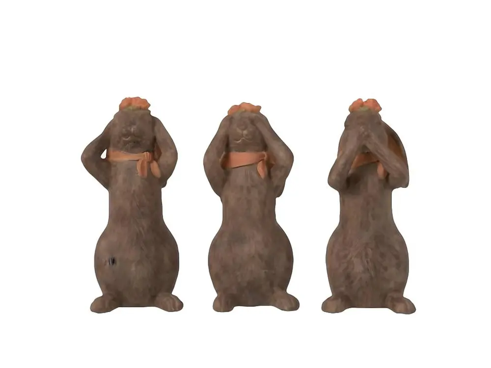 Figurines Marron - Lapins - Ne Rien Entendre - Dire - Voir