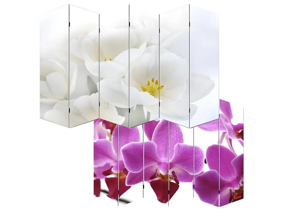 Paravent 6 panneaux pans séparateur de pièce 180x240cm motif orchidee PAR04008