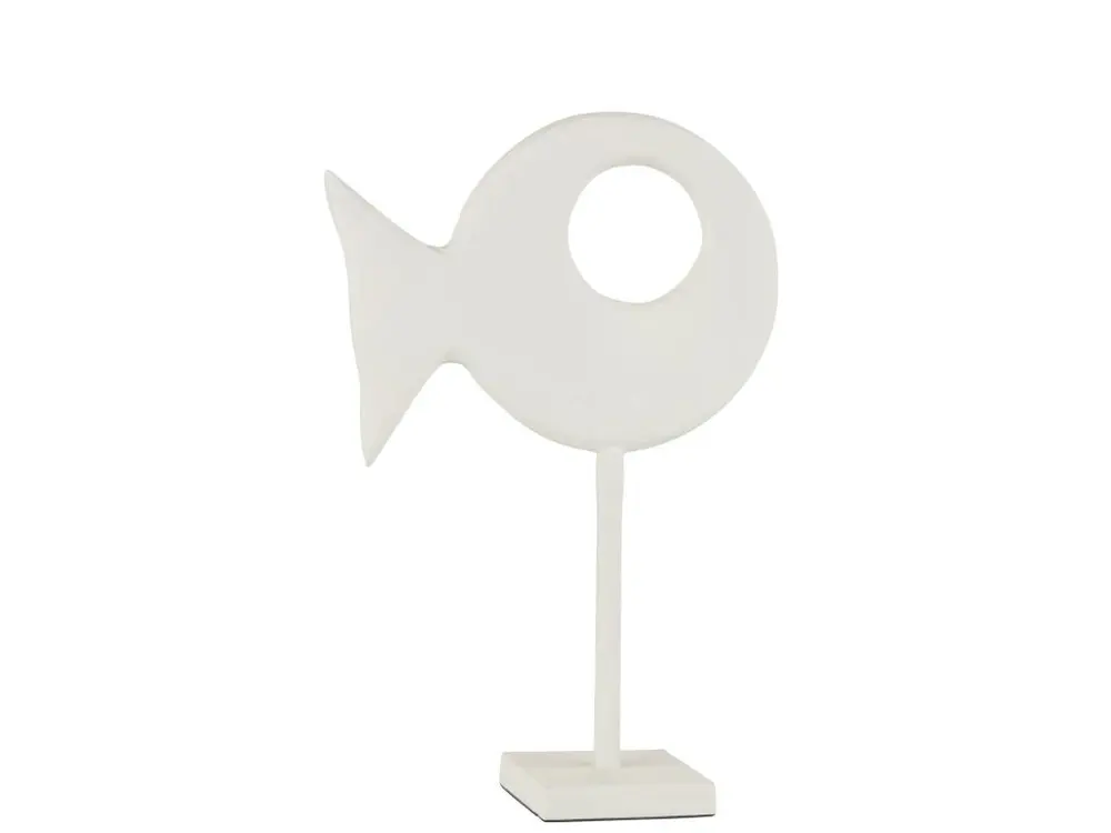 Figurine poisson sur pied aluminium blanc 26,5x10x41cm