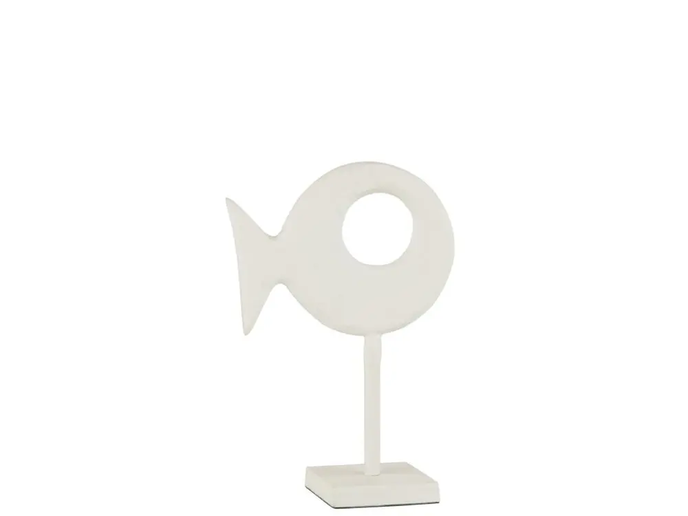 Figurine poisson sur pied aluminium blanc 10x10x30cm