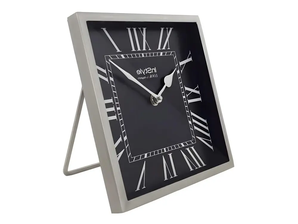 Horloge à Poser Vintage "Era" 21cm Noir & Argent