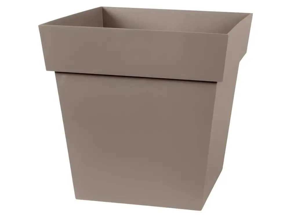 EDA Pot de fleur carré Toscane - 32 x 32 x H 32 cm - 22 L - Taupe