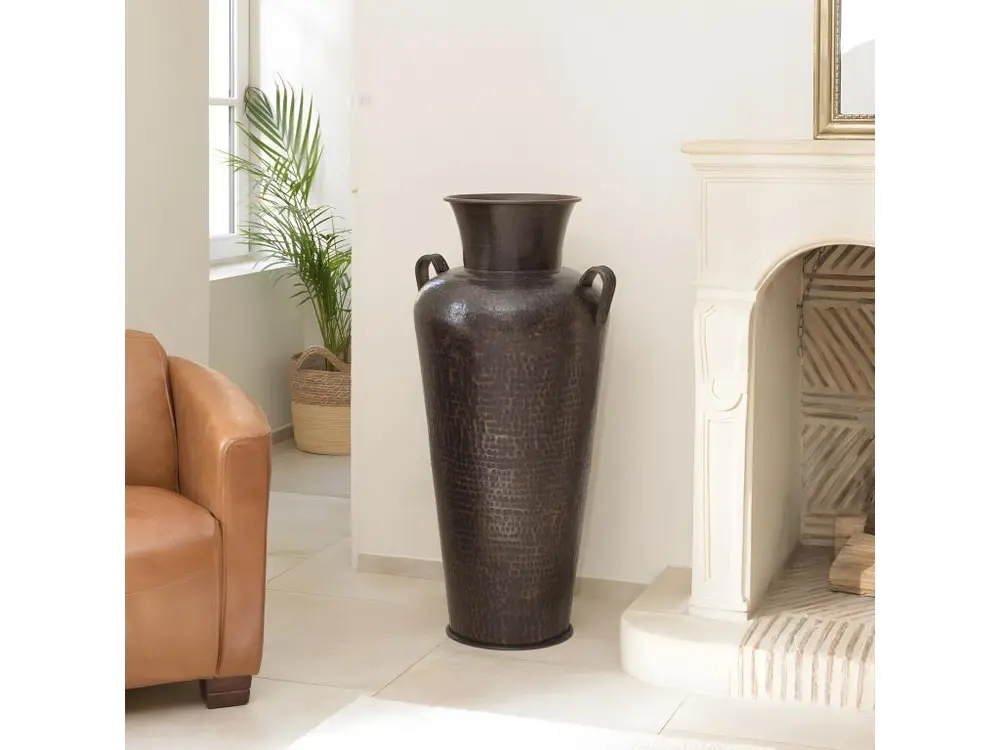 HONORE - Vase alu avec anses L45cm H1m couleur cuivre noir antique