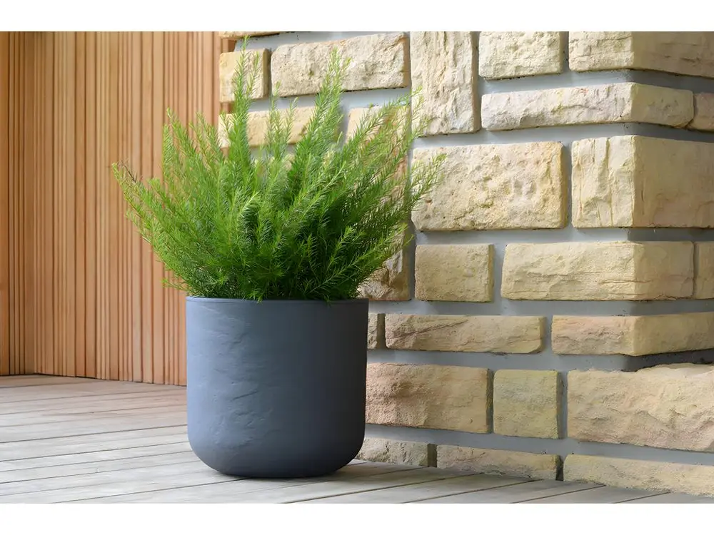 Pot de fleurs rond en plastique EDA Volcania UP anthracite - Ø 40 cm