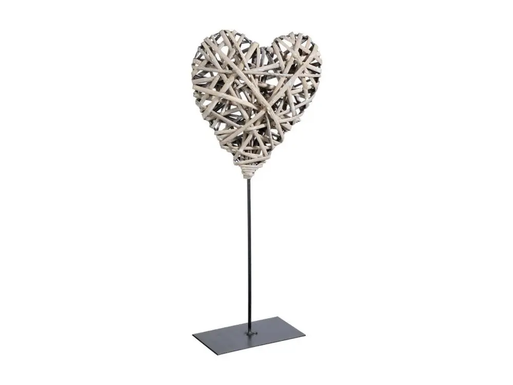 Objet déco Coeur en Osier pied en métal H 37 cm