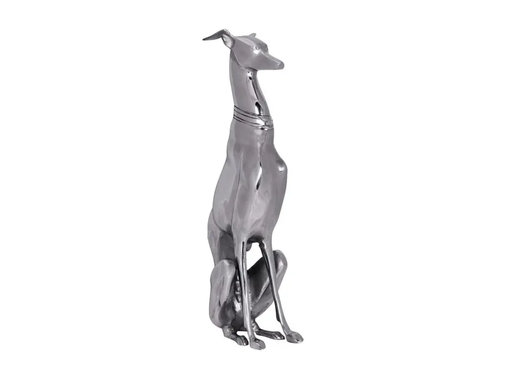 Décoration Design Chien aluminium argenté sculpture lévrier chien statue