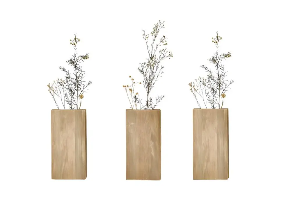 Vase mural en bois 3 unités