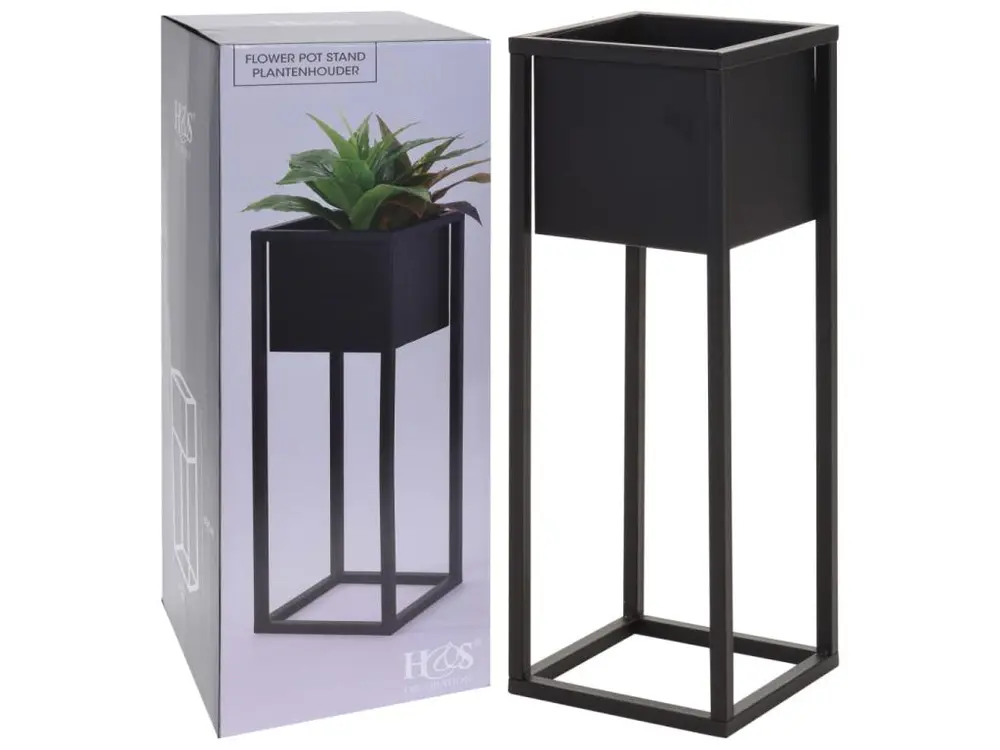 Home&Styling Pot de fleurs sur pied Métal Noir 60cm