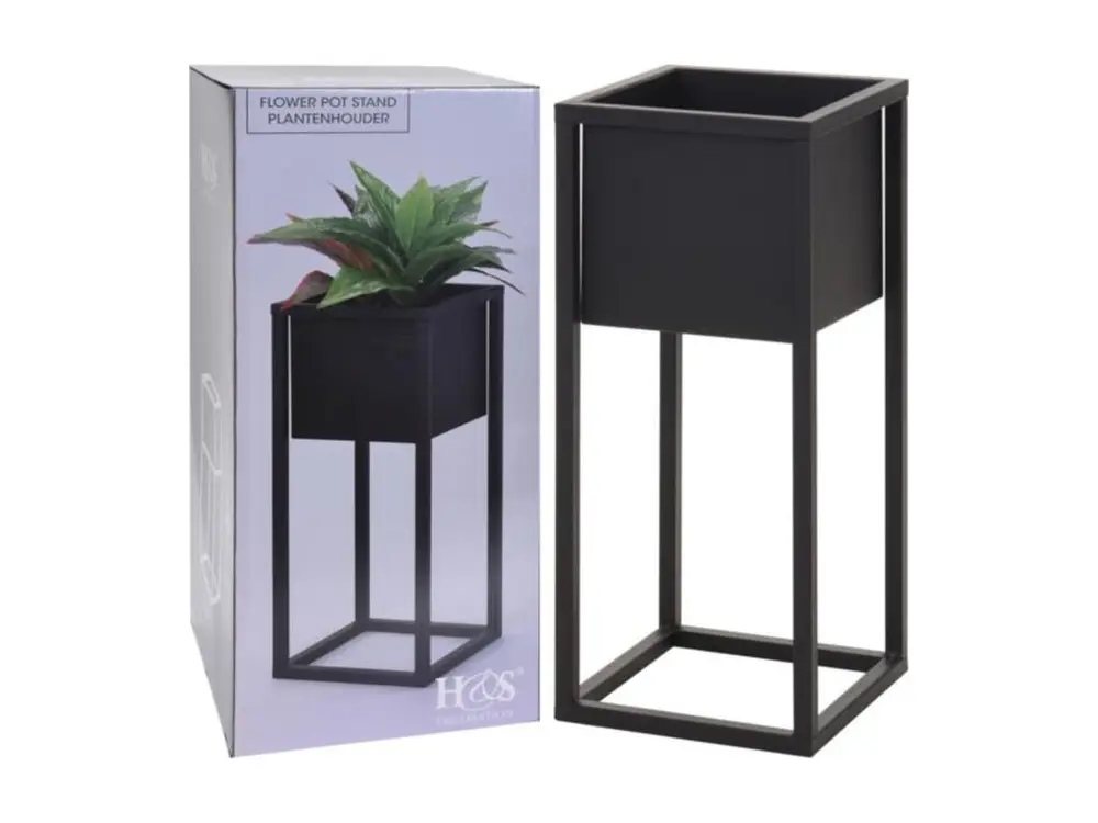 Home&Styling Pot de fleurs sur pied Métal Noir 50cm