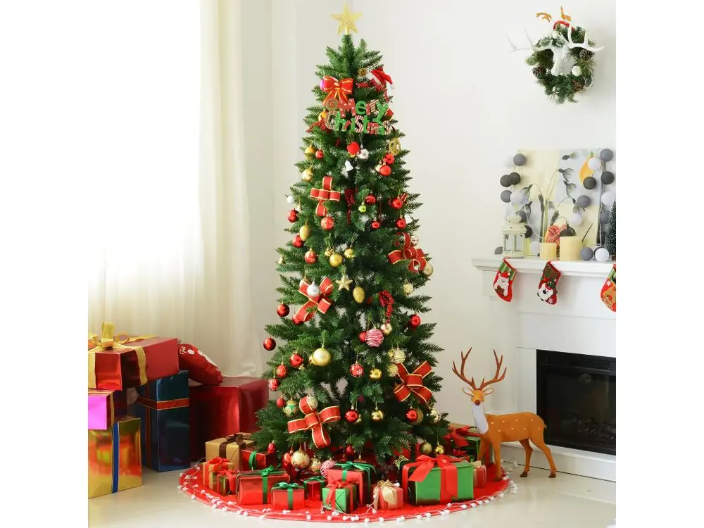 Sapin de Noël artificiel Ø 91 x 210H cm 865 branches épines imitation Nordmann grand réalisme vert