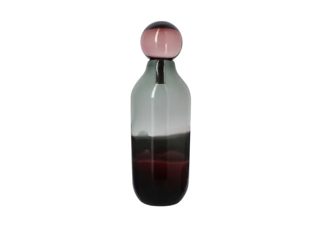 Now's Home - Vase Bouchon Lit De Vin Et Gris En Verre Souffle Ht 46x14 Cm Majesty