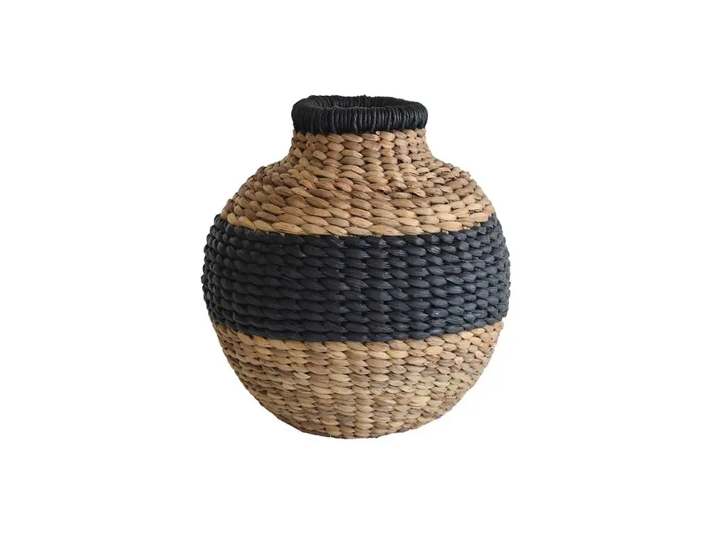 Now's Home - Jarre Boule En Jacinthe D'eau Naturel Et Noir D37xh37cm Ines