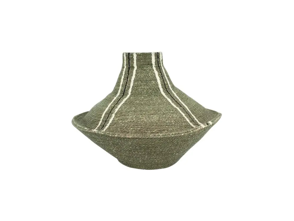 Now's Home - Vase Decoratif En Jonc De Mer Vert Fait Main 36xh31cm Oulad