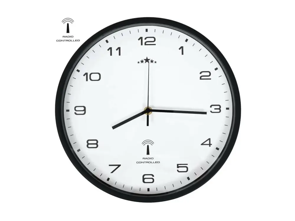 Horloge murale radioguidée Mouvement à quartz 31cm Blanc-noir