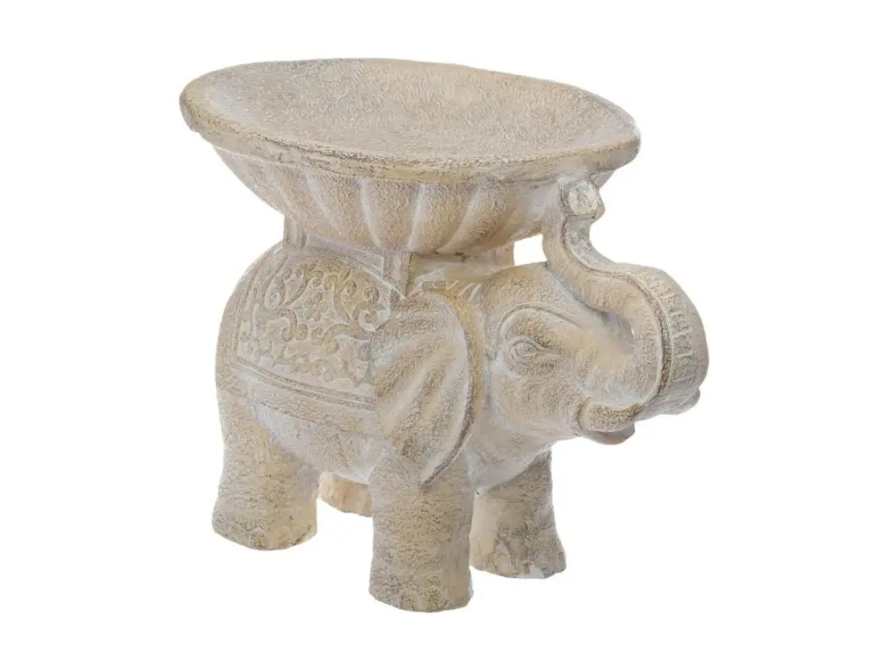 Objet décoratif Éléphant en Magnésie effet Blanchi H 30 cm