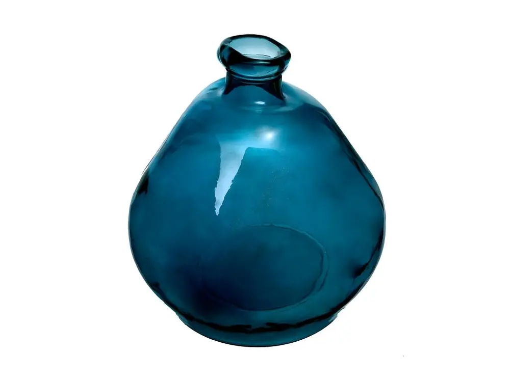 Vase rond en Verre recyclé Bleu orage H 50 cm