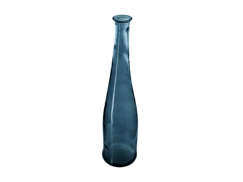 Vase long en Verre recyclé Bleu orage H 80 cm